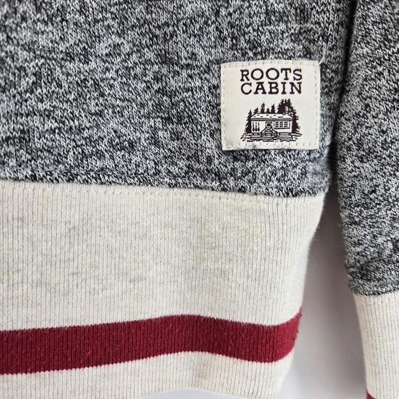 Roots Cabin Canada 1/4 Zip Sweatshirt Womens XS Gray Embroidered Logo Varsity - Picture 4 of 11